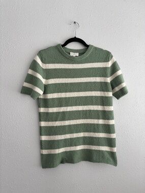OCTOBRE Editions Green White Striped Cotton Knit T Shirt